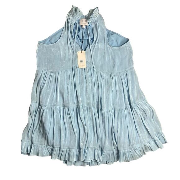 $395 Cinq‎ A Sept Women's Blue Phyllis Mock Neck Long Sleeve Swing Dress Size 0 - Picture 2 of 11